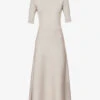 Seymore Flared-hem Wool Cashmere And Silk-blend Midi Dress -Reisi Clothing Shop R04189136 OATMEAL M