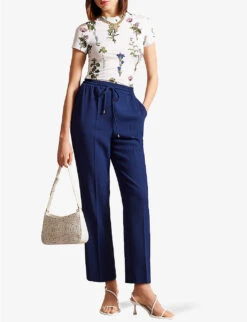 Ted Baker Rasmean Floral-print Stretch-woven T-shirt -Reisi Clothing Shop R04189323 WHITE ALT01