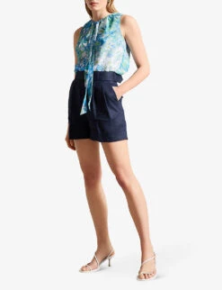 Ted Baker Reeane Belted Linen Shorts -Reisi Clothing Shop R04189331 NAVY ALT01