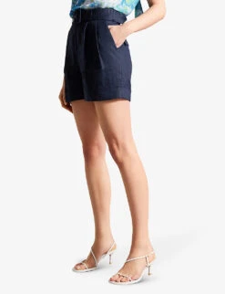 Ted Baker Reeane Belted Linen Shorts -Reisi Clothing Shop R04189331 NAVY ALT02