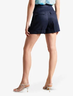 Ted Baker Reeane Belted Linen Shorts -Reisi Clothing Shop R04189331 NAVY ALT03