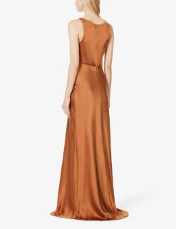 Sleeveless Cowl-neck Woven Maxi Dress -Reisi Clothing Shop R04189839 RUST ALT03