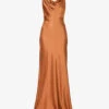 Sleeveless Cowl-neck Woven Maxi Dress -Reisi Clothing Shop R04189839 RUST M