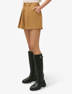 CLAUDIE PIERLOT Eden Pleated Stretch-woven Shorts -Reisi Clothing Shop R04189891 BRUNS ALT02