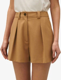 CLAUDIE PIERLOT Eden Pleated Stretch-woven Shorts -Reisi Clothing Shop R04189891 BRUNS ALT04