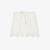 CLAUDIE PIERLOT Scalloped-trim Belted-waist Linen-blend Shorts 1 CLAUDIE PIERLOT Scalloped-trim Belted-waist Linen-blend Shorts -Reisi Clothing Shop R04189895 NATURELS M