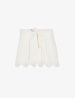 New Release 17 CLAUDIE PIERLOT Scalloped-trim Belted-waist Linen-blend Shorts