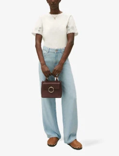 CLAUDIE PIERLOT Trad Broderie Anglaise-sleeve Cotton T-shirt -Reisi Clothing Shop R04189902 NATURELS ALT01