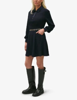 CLAUDIE PIERLOT Romy Satin-trim Woven Mini Dress -Reisi Clothing Shop R04189915 BLEUS ALT02