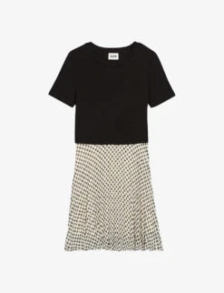 CLAUDIE PIERLOT Teli Two-tone Illusion Cotton And Woven Mini Dress