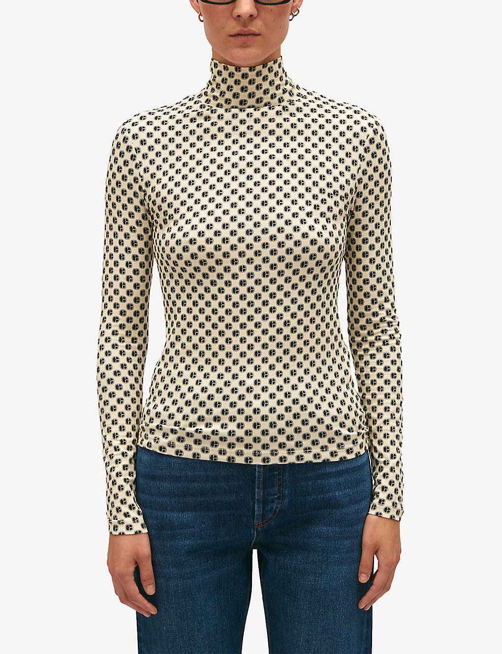 CLAUDIE PIERLOT CP Monogrammed-print Stretch-knit Jumper 7 CLAUDIE PIERLOT CP Monogrammed-print Stretch-knit Jumper - Image 5