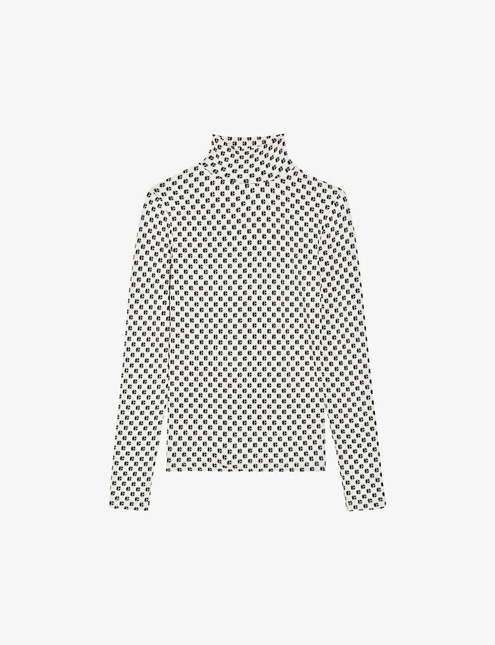 CLAUDIE PIERLOT CP Monogrammed-print Stretch-knit Jumper 3 CLAUDIE PIERLOT CP Monogrammed-print Stretch-knit Jumper