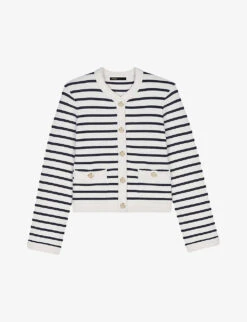 Maje Maracasse Striped Stretch-knit Cardigan