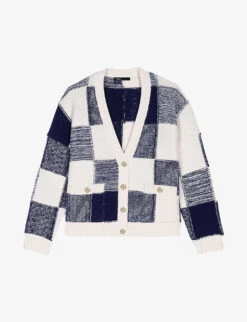 Maje My Check Oversized Check-knit Cardigan