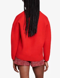 Maje Micollege Patched Stretch-knit Cardigan -Reisi Clothing Shop R04190045 ROUGES ALT03