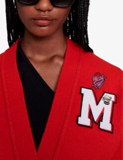 Maje Micollege Patched Stretch-knit Cardigan -Reisi Clothing Shop R04190045 ROUGES ALT04