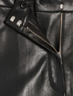 CLAUDIE PIERLOT Camille Mid-rise Straight-fit Leather Shorts -Reisi Clothing Shop R04190175 NOIRGRIS ALT05