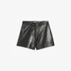 CLAUDIE PIERLOT Camille Mid-rise Straight-fit Leather Shorts -Reisi Clothing Shop R04190175 NOIRGRIS M
