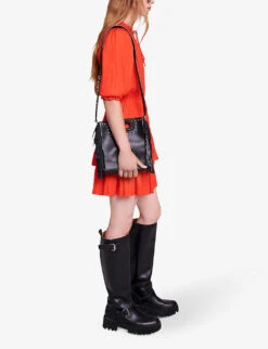 Maje Radji Ruffle-trim Woven Mini Dress -Reisi Clothing Shop R04190236 ROUGES ALT02