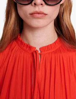 Maje Radji Ruffle-trim Woven Mini Dress -Reisi Clothing Shop R04190236 ROUGES ALT04