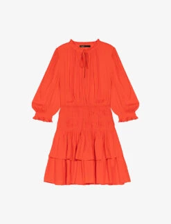 Maje Radji Ruffle-trim Woven Mini Dress