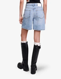 Maje Ietoile Rhinestone-embellished Flared Denim Shorts -Reisi Clothing Shop R04190247 BLEUS ALT03