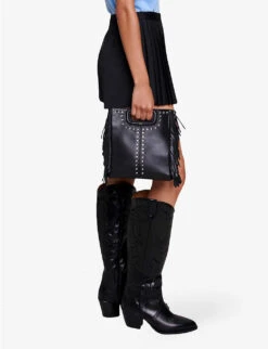 Maje Lupli Straight-fit Pleated Stretch-woven Shorts -Reisi Clothing Shop R04190255 NOIRGRIS ALT02