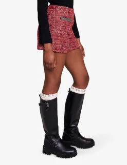 Maje Italete Chain-embellished Tweed Shorts -Reisi Clothing Shop R04190440 ROUGES ALT02