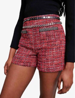 Maje Italete Chain-embellished Tweed Shorts -Reisi Clothing Shop R04190440 ROUGES ALT04