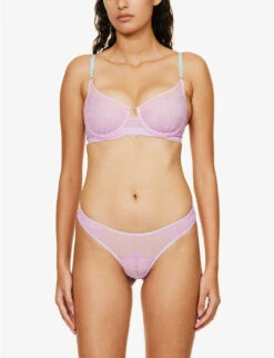 DORA LARSEN Alice Lace-embroidered Stretch-recycled Nylon Briefs -Reisi Clothing Shop R04191188 PURPLE ALT01