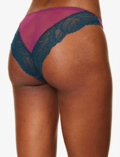 DORA LARSEN Brea Lace-embroidered Stretch-recycled Nylon Briefs -Reisi Clothing Shop R04191190 DARKGREEN ALT03