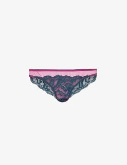 DORA LARSEN Brea Lace-embroidered Stretch-recycled Nylon Briefs