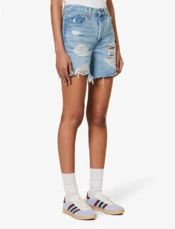 Levis 501 High-rise Distressed Denim Shorts -Reisi Clothing Shop R04191371 Z7281LIGHTINDIGO ALT02