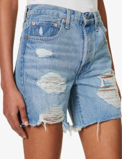 Levis 501 High-rise Distressed Denim Shorts -Reisi Clothing Shop R04191371 Z7281LIGHTINDIGO ALT04