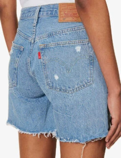 Levis 501 High-rise Distressed Denim Shorts -Reisi Clothing Shop R04191371 Z7281LIGHTINDIGO ALT05