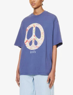 Levis Peace-sign Relaxed-fit Cotton-jersey T-shirt -Reisi Clothing Shop R04191379 FLORALPEACESIGNCR ALT02