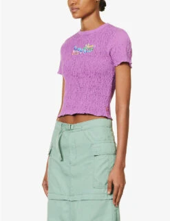 Levis Popcorn Graphic-print Ruched Cotton-jersey T-shirt -Reisi Clothing Shop R04191382 BLUES ALT02