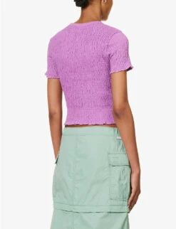 Levis Popcorn Graphic-print Ruched Cotton-jersey T-shirt -Reisi Clothing Shop R04191382 BLUES ALT03