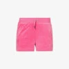Juicy Couture Brand-embroidered Elasticated-waist Velour Shorts -Reisi Clothing Shop R04191478 RASPBERRYROSE167 M