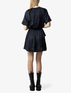 Zadig & Voltaire Romina Ruffle-time Satin Mini Dress -Reisi Clothing Shop R04191942 ENCRE ALT03