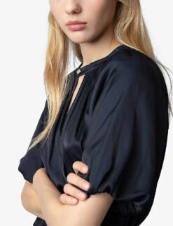 Zadig & Voltaire Romina Ruffle-time Satin Mini Dress -Reisi Clothing Shop R04191942 ENCRE ALT04