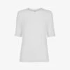 Whistles Essential Crew-neck Ribbed Stretch-woven T-shirt -Reisi Clothing Shop R04192527 WHITE M