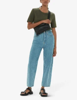 Whistles Rosa Double-trim Regular-fit Cotton T-shirt -Reisi Clothing Shop R04192528 KHAKIOLIVE ALT01