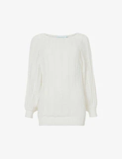 Balloon-sleeved Crochet Knitted Top