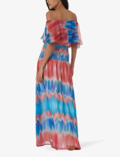 Off-shoulder Tie-dye Crepe Maxi Dress -Reisi Clothing Shop R04194000 MULTICOLOR ALT03