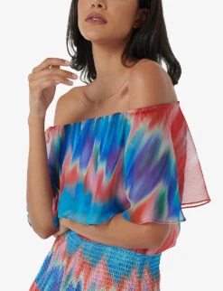 Off-shoulder Tie-dye Crepe Maxi Dress -Reisi Clothing Shop R04194000 MULTICOLOR ALT04