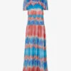 Off-shoulder Tie-dye Crepe Maxi Dress -Reisi Clothing Shop R04194000 MULTICOLOR M
