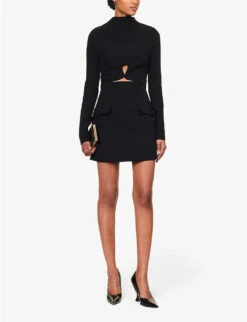 Ilona Cut-out Woven Mini Dress -Reisi Clothing Shop R04194784 BLACK ALT01