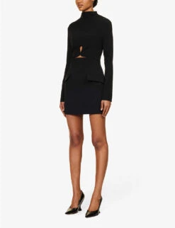 Ilona Cut-out Woven Mini Dress -Reisi Clothing Shop R04194784 BLACK ALT02