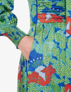 ME AND EM Rainforest V-neck Floral-print Woven Maxi Dress -Reisi Clothing Shop R04194868 GREENPURPLEORANGE ALT05